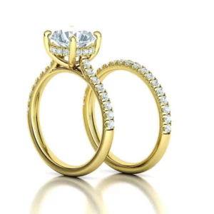 Classic Bridal Set with a 2ct Main Stone Under Halo Solitaires