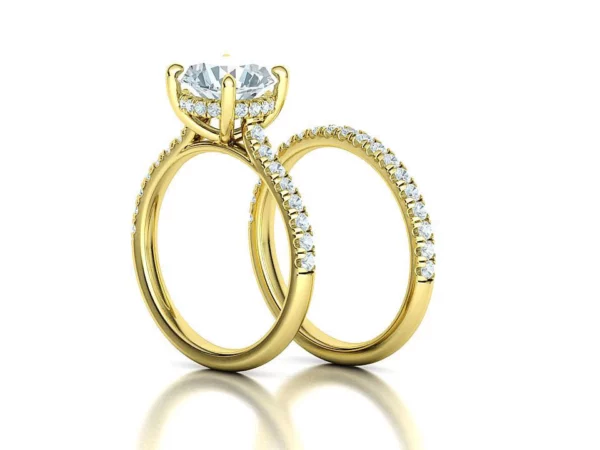 Classic Bridal Set with a 2ct Main Stone Under Halo Solitaires
