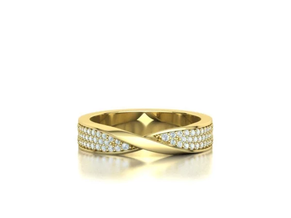 Diamond Mobius Band Wedding Ring 3 Row of Diamonds