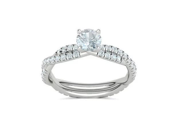 Engagement Ring Half Carat Stone Twisted Shank
