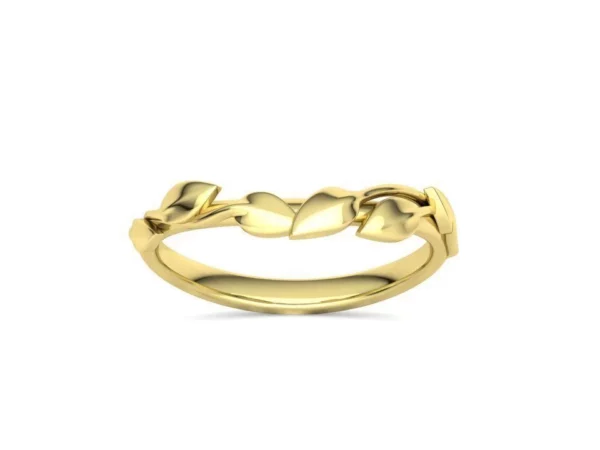 Floral Wedding Band Leaves Gold Ring