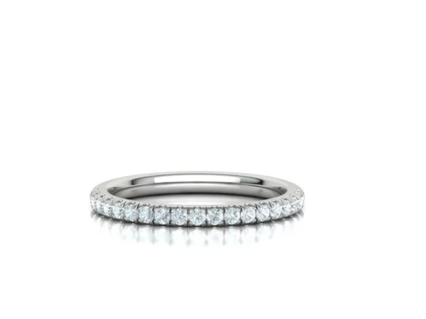 French Pave Half Eeternity Diamond Stackable Band Ring 19 Stones