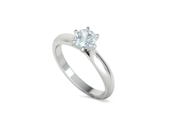 Solitaire Engagement Ring 6mm Stone 6 Prong Crown Head