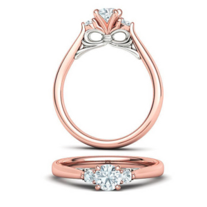 Three Stone Engagement Ring Under Bow Unique Promise Ring