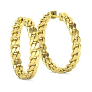 Stylish and versatile Hoops Chain Earrings displayed against a white background, highlighting their modern twist on the traditional hoop style, suitable for both formal and casual wear.