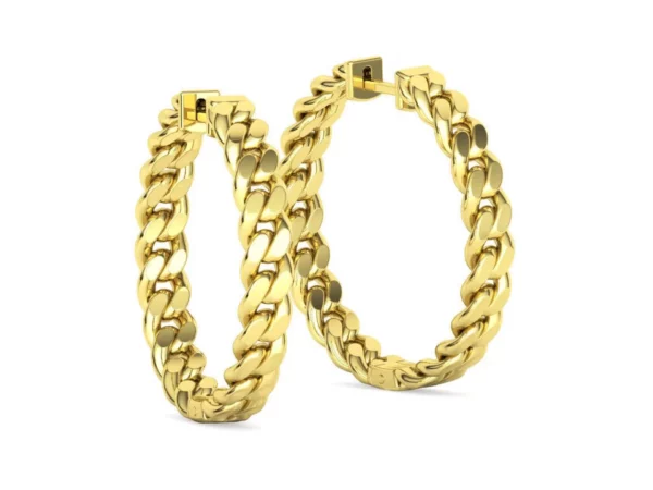 Stylish and versatile Hoops Chain Earrings displayed against a white background, highlighting their modern twist on the traditional hoop style, suitable for both formal and casual wear.