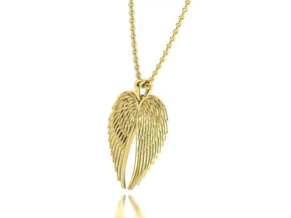 Angel Wings Printable Necklace with customizable central image, showcasing intricate wing details and a heart-shaped design.