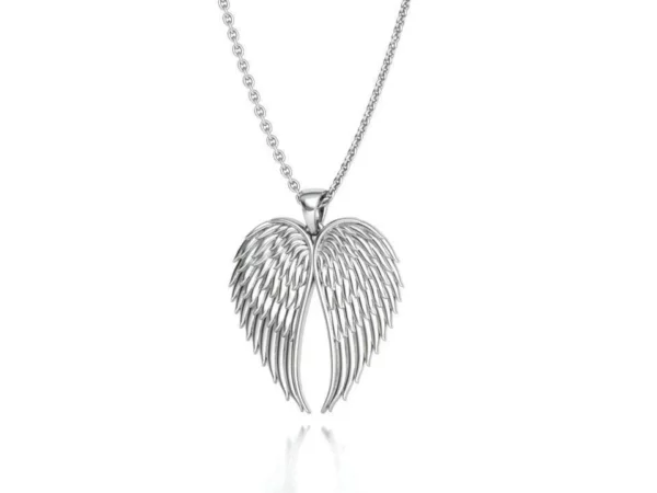 Versatile and stylish Angel Wings Printable Necklace, featuring a heart-shaped, angelic wing design with a customizable central print area.
