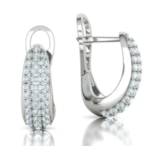 A pair of Bespoke Huggie Earrings Diamond, artistically displayed, highlighting the unique, tailor-made design and the radiant shine of the carefully selected diamonds.