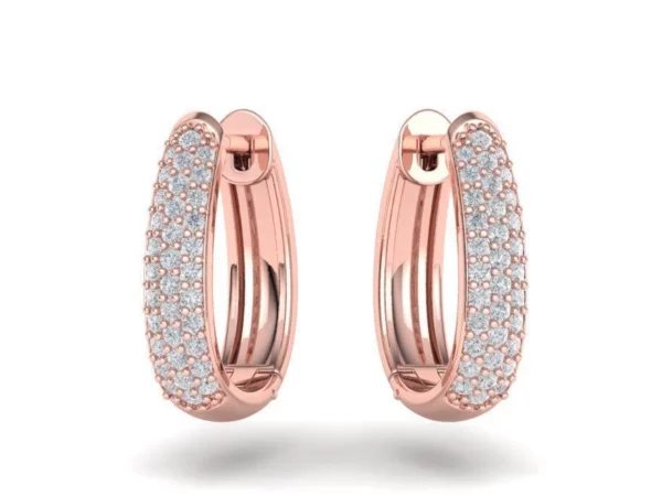 Sophisticated platinum diamond hoop earrings displayed gracefully, with each diamond meticulously set to enhance sparkle and allure, against a subtle, dark background.