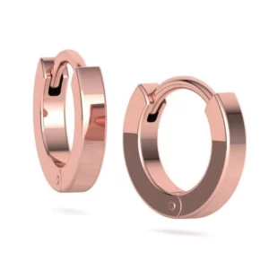 Stylish small Huggie Hoop Earrings with a unique flat profile, lying on a soft, velvety fabric, highlighting their refined and minimalist design suitable for any occasion.
