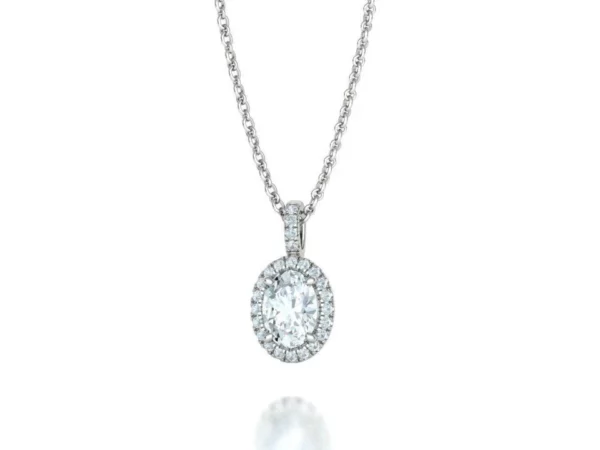 Timeless Small Diamond Oval Pendant featuring a sparkling, well-cut diamond encased in a simple yet elegant setting on a sleek chain.