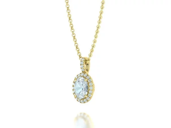 Close-up of a Small Diamond Round Pendant showcasing its brilliant round-cut diamond and polished circular setting, radiating luxury.