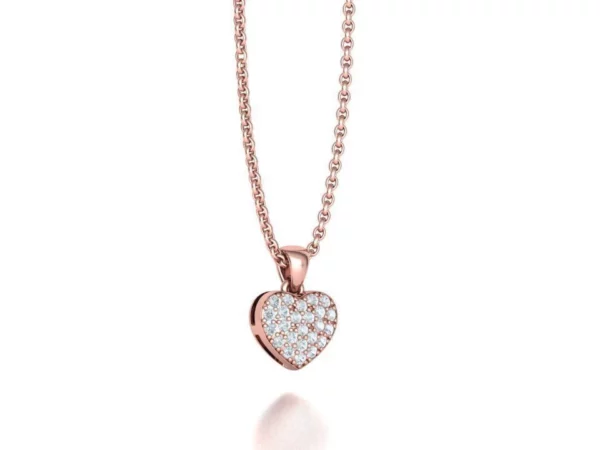 Elegant Small Heart Pendant Diamond Necklace with sparkling diamonds on a delicate chain, symbolizing love and sophistication.