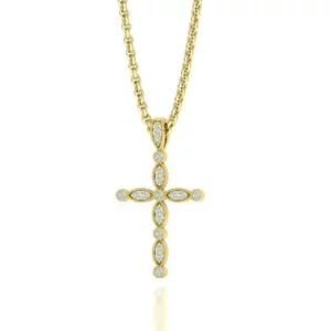 Elegant vintage cross pendant with sparkling diamonds set in a classic design, exuding timeless sophistication and spiritual significance.