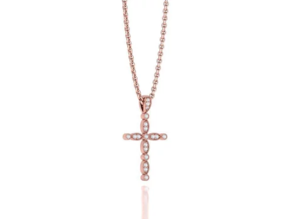 Intricate vintage-style cross pendant adorned with radiant diamonds, reflecting a fusion of antique charm and modern luxury.