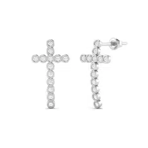 Sparkling Pave Cross Stud Earrings in a delicate design, embodying faith and elegance.