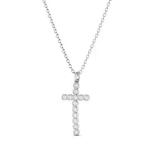 Stunning Pave Cross Pendant Necklace, featuring a delicately crafted cross adorned with sparkling pave-set stones, symbolizing faith and elegance.