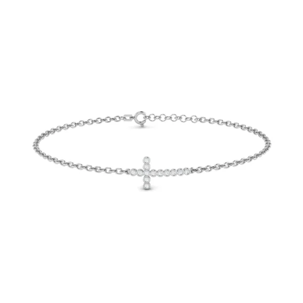 Elegant gold Cross Bracelet adorned with a sparkling pave setting, symbolizing faith with sophistication.