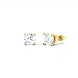 Prong Set Solitaire Stud Earrings featuring a brilliant diamond in a classic four-prong setting, crafted in polished gold.
