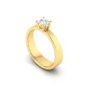 Close-up of a Classic Solitaire Ring with a shimmering solitaire diamond, set in a sleek gold band."