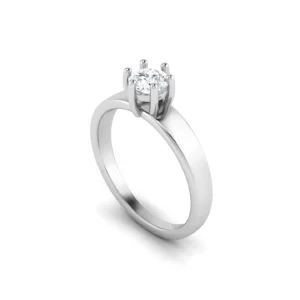 Classic Solitaire Engagement Ring with a single diamond set in a gold or silver band, displaying elegance and simplicity."
