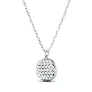 Pave Disc Pendant with sparkling small gems set in a circular pattern, reflecting light for a brilliant shine.