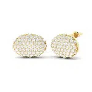 Oval Pave Cocktail Stud Earrings in gold or silver, featuring dazzling pave-set diamonds, perfect for adding a touch of elegance to any outfit.