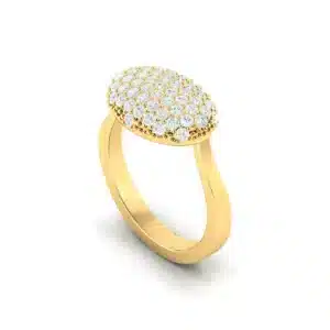 Oval Pave Cocktail Ring featuring a central oval gem surrounded by sparkling pave diamonds, set on a polished gold or silver band.