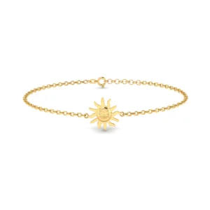 Gold or silver Sun Face Bracelet featuring a serene sun motif with intricate rays and a polished finish, symbolizing vitality and optimism.