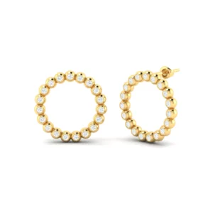 Bezel-Set Diamond Eternity Stud Earrings in gold, showing circular design with sparkling, evenly spaced diamonds.
