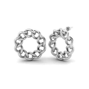 Chunky Chain Link Stud Earrings in gold and silver, showcasing intricate link design and elegant stud backing.