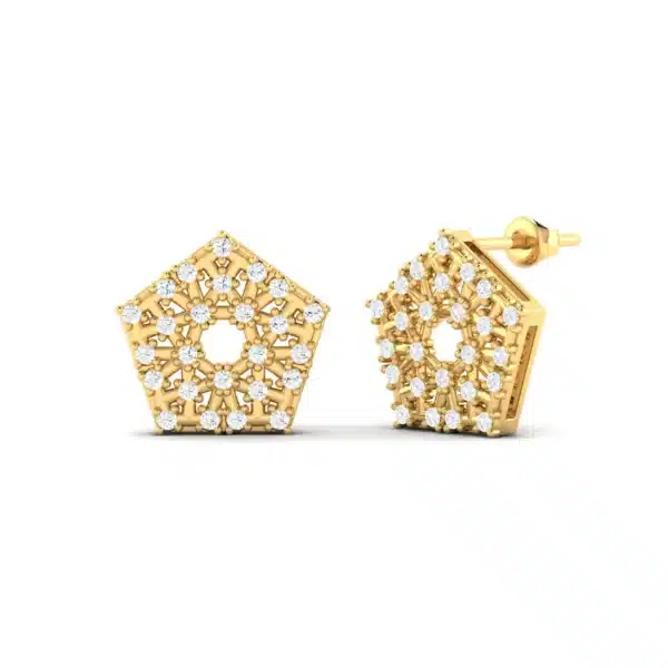 Pave Square Stud Earrings showcasing intricate diamond settings on a polished gold or silver base, capturing light with every turn."