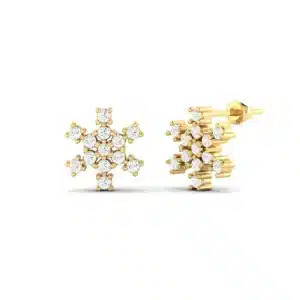Flake Cluster Stud Earrings in shimmering silver, showcasing intricate flake-like clusters with a radiant finish.