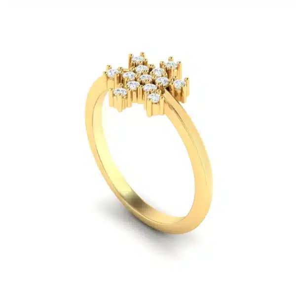 Gold and silver Flake Cluster Ring featuring a cluster of intricately designed flake-shaped embellishments.