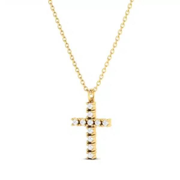 Pave Cross Cluster Pendant in gold or silver, featuring a densely set cluster of sparkling gemstones, highlighting intricate detailing and luxurious design.
