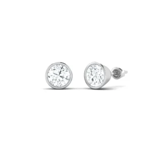 Solitaire Bezel Set Stud Earrings in gold, showcasing a brilliant solitaire gem encased in a sleek bezel setting for a touch of modern elegance.