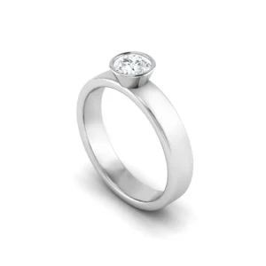 Image of a Solitaire Bezel Set Ring featuring a single, brilliantly cut gemstone in a secure bezel setting, showcasing simplicity and elegance.