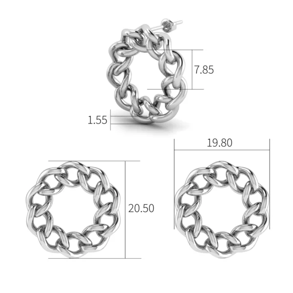 Chunky Chain Link Stud Earrings in gold and silver, showcasing intricate link design and elegant stud backing.
