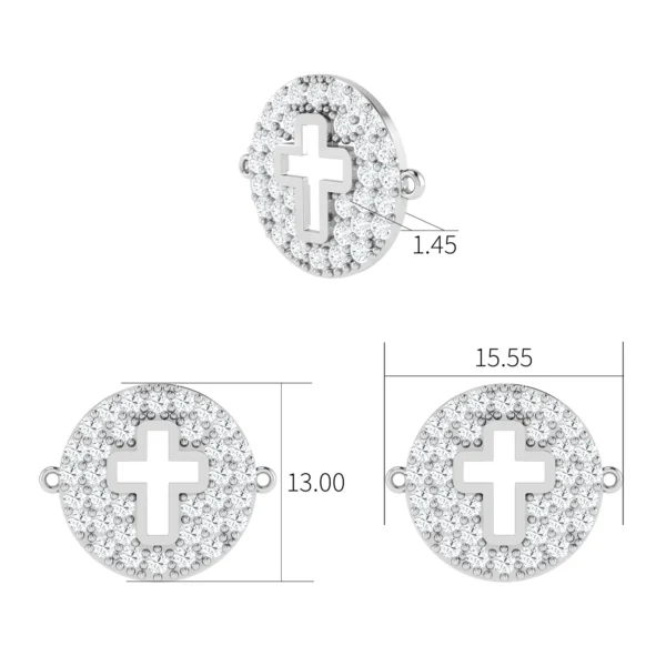 Diamond Cross Disc Bracelet with sparkling diamonds embedded in a delicately designed cross, set against a sleek, adjustable silver chain.