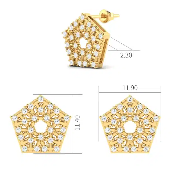 Pave Square Stud Earrings showcasing intricate diamond settings on a polished gold or silver base, capturing light with every turn.