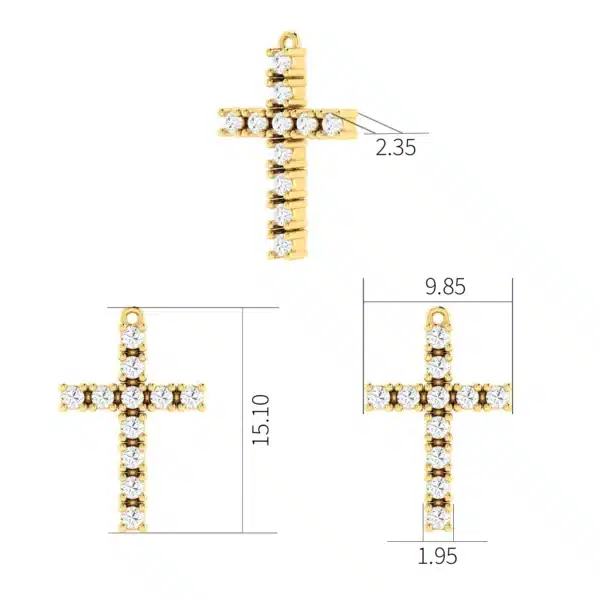 Pave Cross Cluster Pendant in gold or silver, featuring a densely set cluster of sparkling gemstones, highlighting intricate detailing and luxurious design."