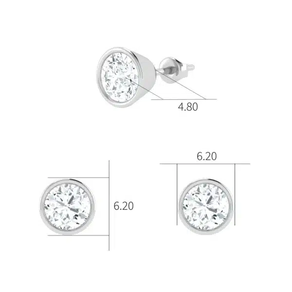 Solitaire Bezel Set Stud Earrings in gold, showcasing a brilliant solitaire gem encased in a sleek bezel setting for a touch of modern elegance."