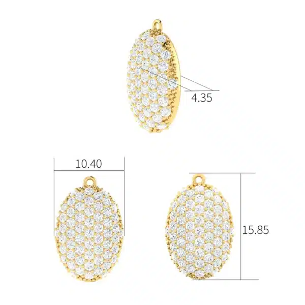 Oval Pave Cocktail Stud Pendant with sparkling diamonds set in a pave design, showcasing brilliance and luxury.