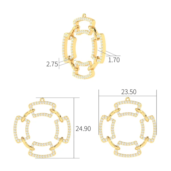 Close-up image of the Diamond Link Pendant showcasing its interlocking link design and brilliant-cut diamonds.