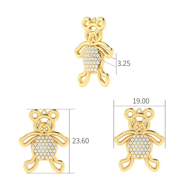 Diamond Belly Bear Pendant, featuring a gold or silver bear with a sparkling diamond in its belly, reflecting light beautifully.