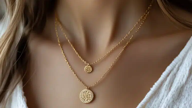 A display of various gold vermeil jewelry pieces, showcasing their luxurious yet affordable quality.